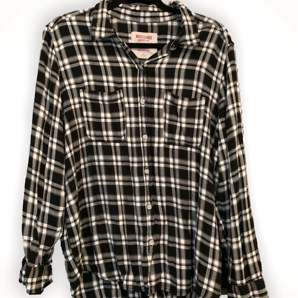 Black and white plaid button down